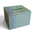 Modern square tissue box cover featuring a textured stone grey finish with clean lines and a minimalist design. A stylish decorative tissue holder for bathrooms, bedrooms, offices, hotels, and contemporary living spaces.
