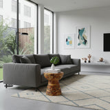 Handcrafted accent side table featuring a sculptural hourglass silhouette made from natural wood log slices with a smooth polished top. Showcasing the unique grain and organic character of each piece, this rustic-modern table is perfect for living rooms, bedrooms, boutique hotels, lodges, or contemporary nature-inspired interiors.