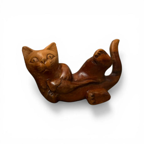 Handcrafted wooden cat door stop featuring a playful reclining cat design with a natural wood finish. This decorative door wedge combines functionality with charm, making it ideal for modern, rustic, farmhouse, or animal-inspired home décor.