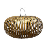 Handwoven oval rattan pendant light featuring an open slatted design with a natural wood finish and airy woven construction, creating a warm organic statement for dining rooms, living spaces, bedrooms, or covered outdoor areas.