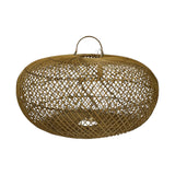 Handwoven oval rattan pendant light shade featuring a natural woven finish and an open lattice design. Its wide contemporary silhouette creates a warm, inviting ambiance, making it a stylish statement piece for dining rooms, living areas, kitchens, boutique hotels, cafés, and modern interiors.