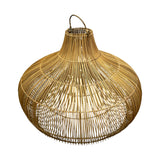 Handwoven rattan pendant light shade featuring a wide sculptural silhouette in a natural finish with an open-weave design that beautifully diffuses light. A timeless statement lighting piece ideal for dining rooms, kitchens, living spaces, boutique hotels, and contemporary interiors.