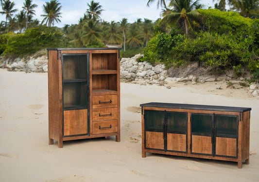 Iron Wooden 3 Drawer, 1 Door Cabinet | Mango Wood