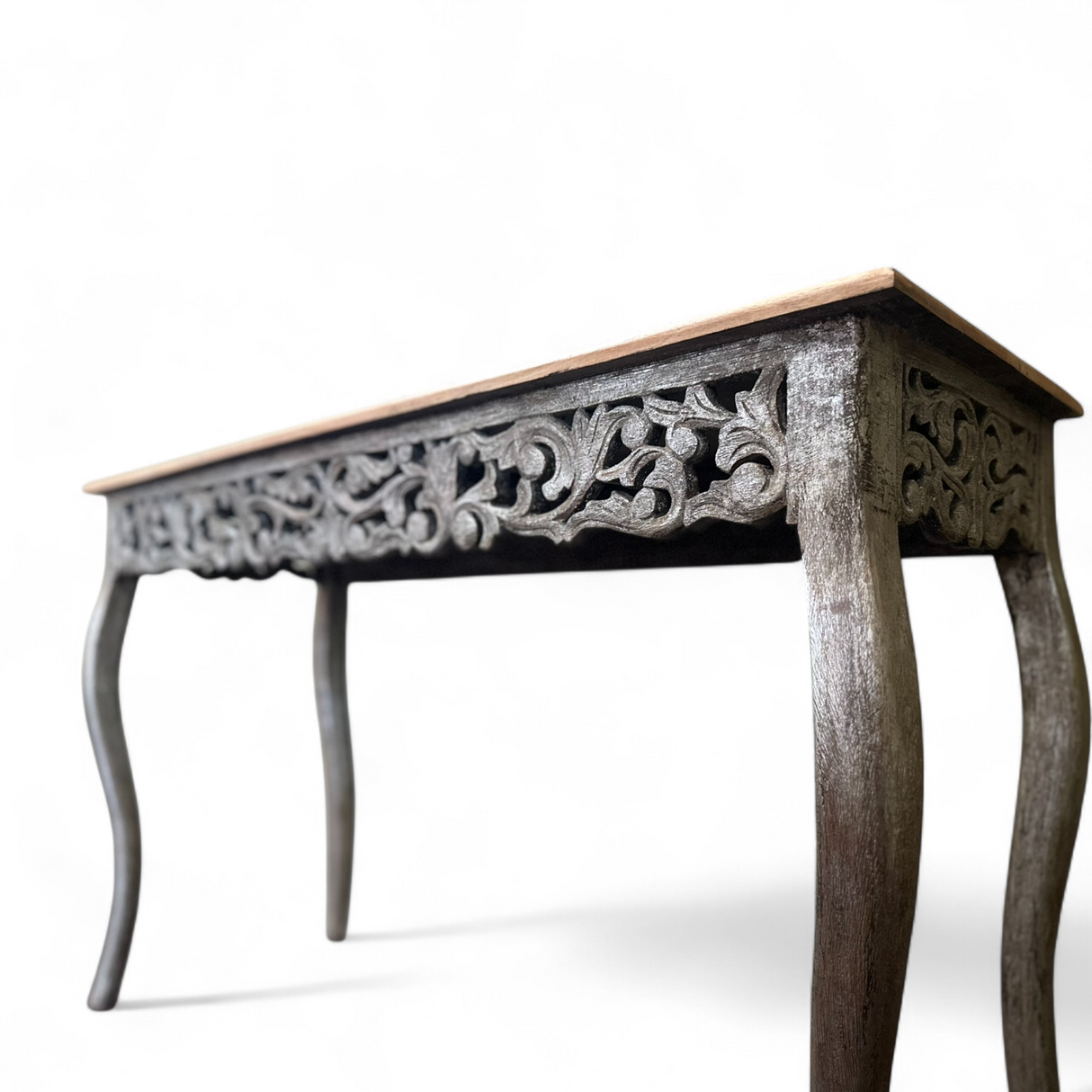 WOODEN CONSOLE TABLE | Silver Finish
