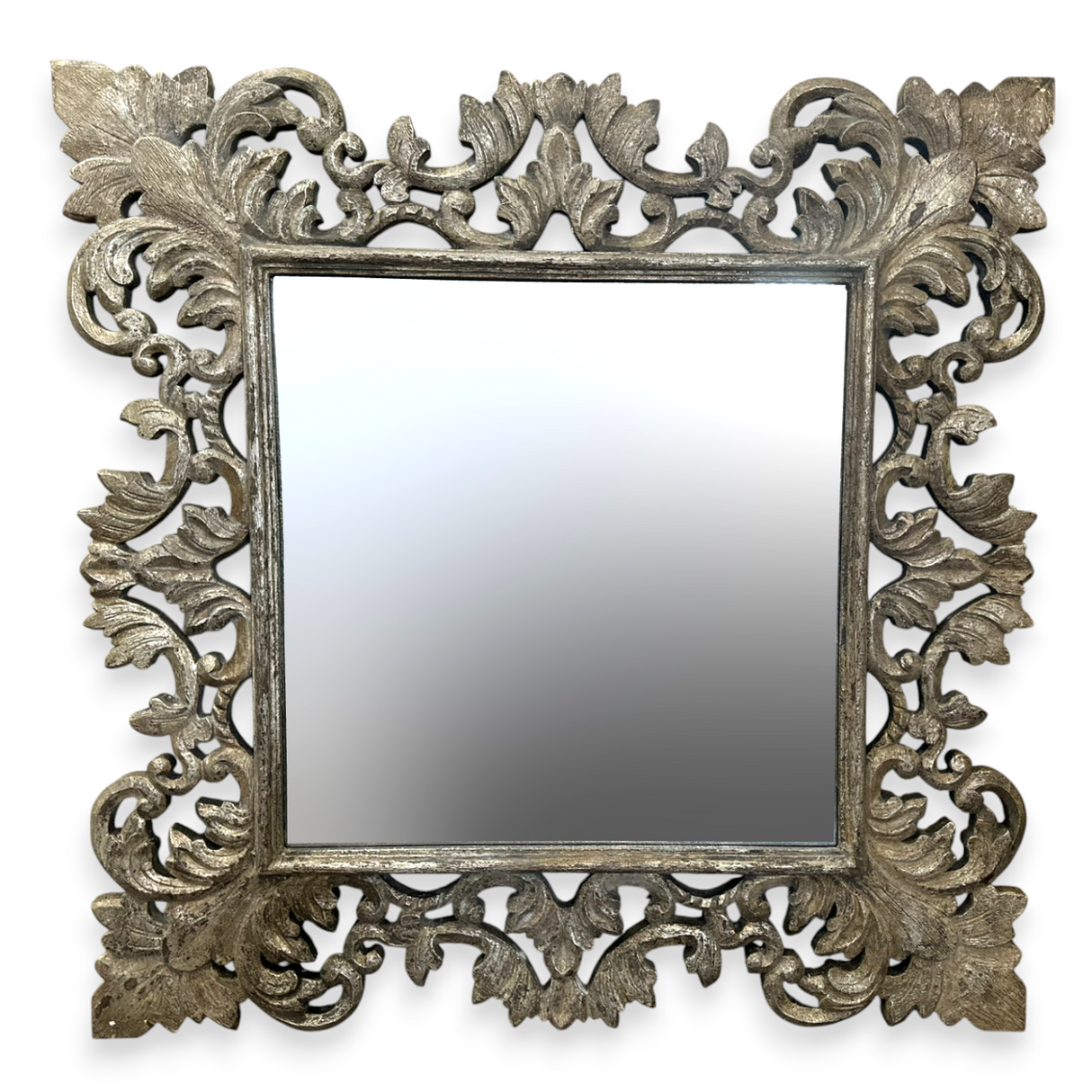 Baron Art Décor Square Mirror | Silver Large Wall Mirror