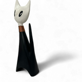 WOODEN CAT WITH NECKLACE SMALL | WHITE