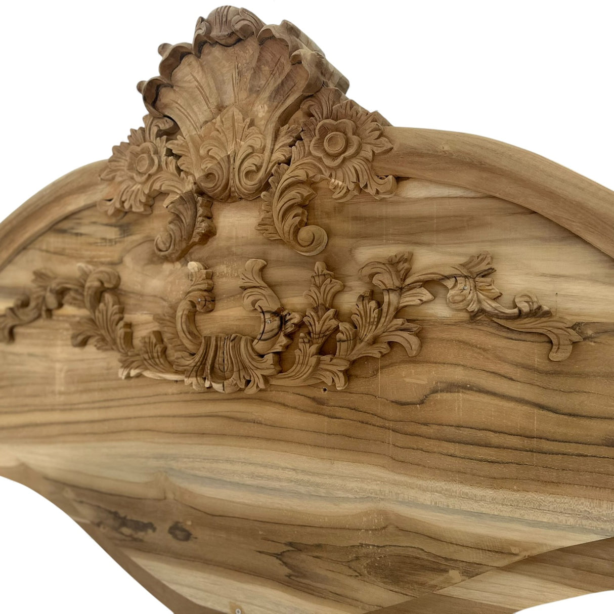 Ornate Hand-Carved Wooden Bed Frame | QUEEN