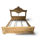 Ornate Hand-Carved Wooden Bed Frame | QUEEN