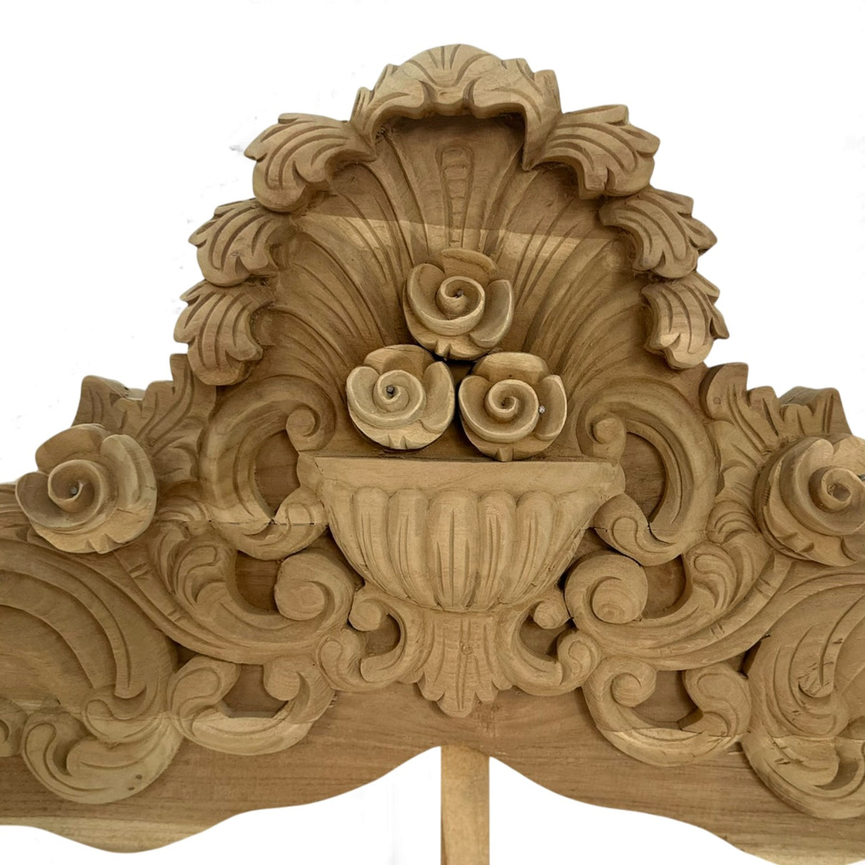 Hand-Carved Antique Wooden Bed Frame