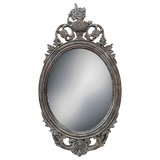 Oval Wooden Frame Mirror | Silver Wash