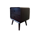 Retro Bedside Pedestal 2Drw | Dark