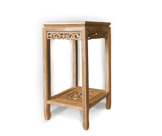 Carved Tall Side Table | Natural