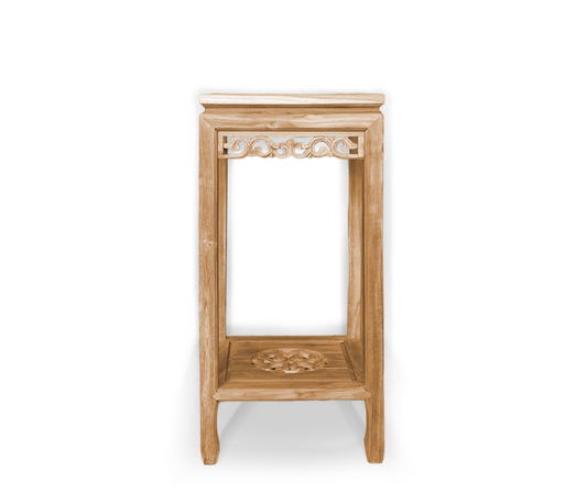 Carved Tall Side Table | Natural