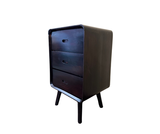 Retro Bedside Pedestal 3Drw | Dark