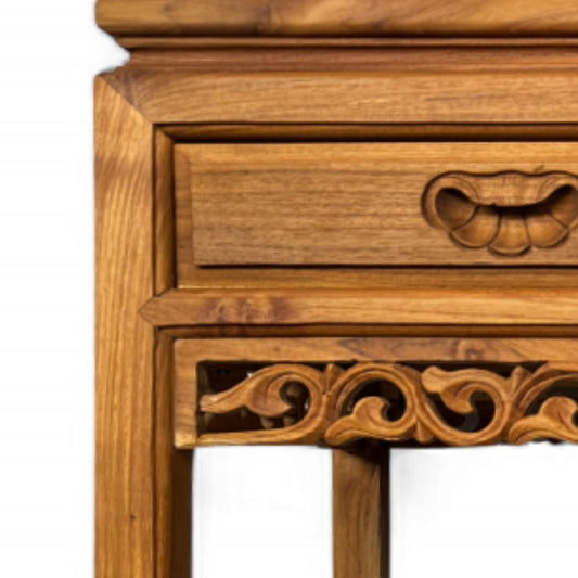 2 Drawer Handle Carving Table | Teak