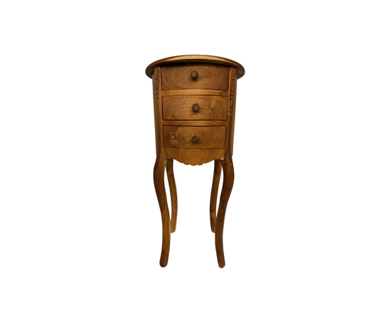 Side Table, Pedestal Bulat 3 Drawer | Natural