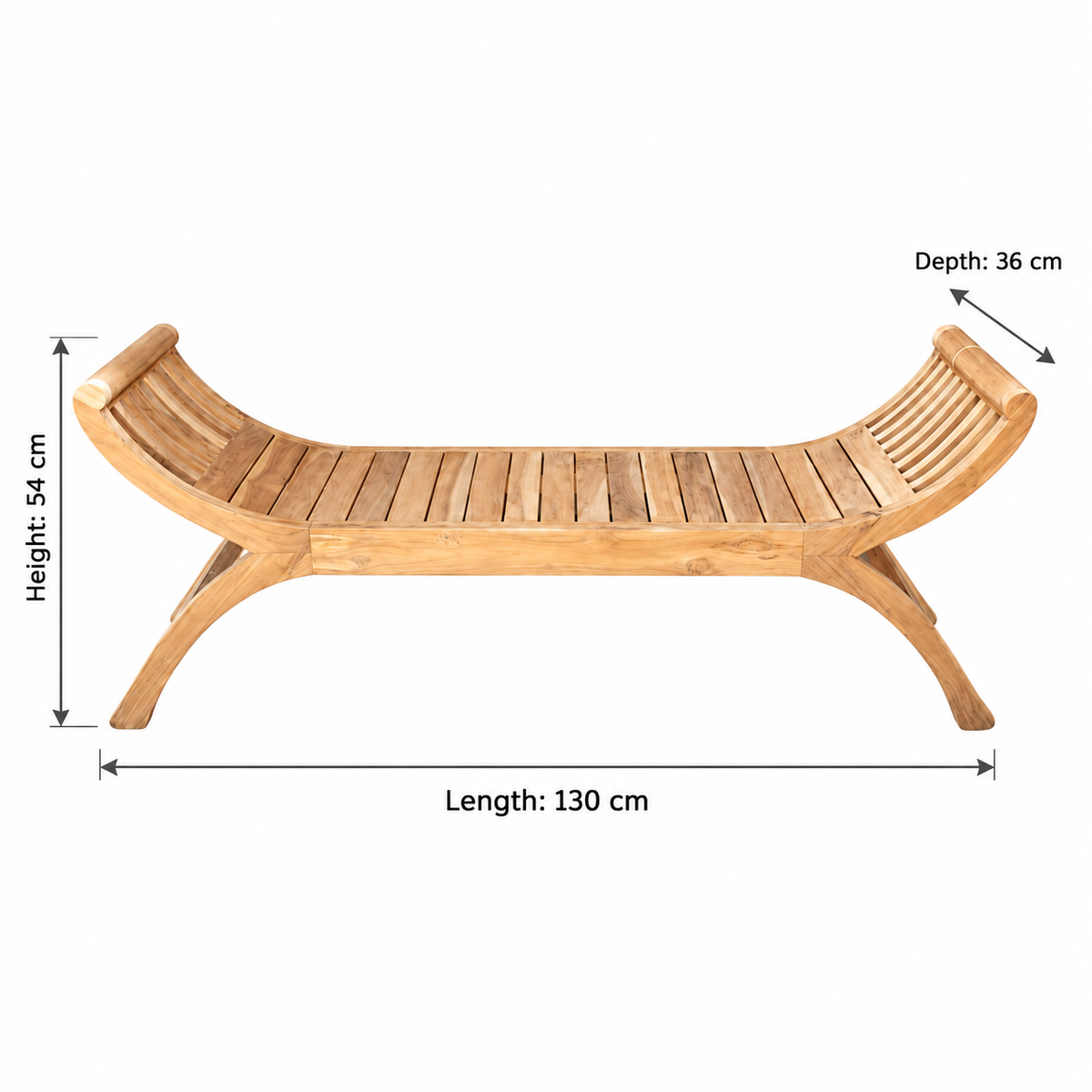 Sculpted Teak-Style Wooden Bench – Yellow Lemon Tree