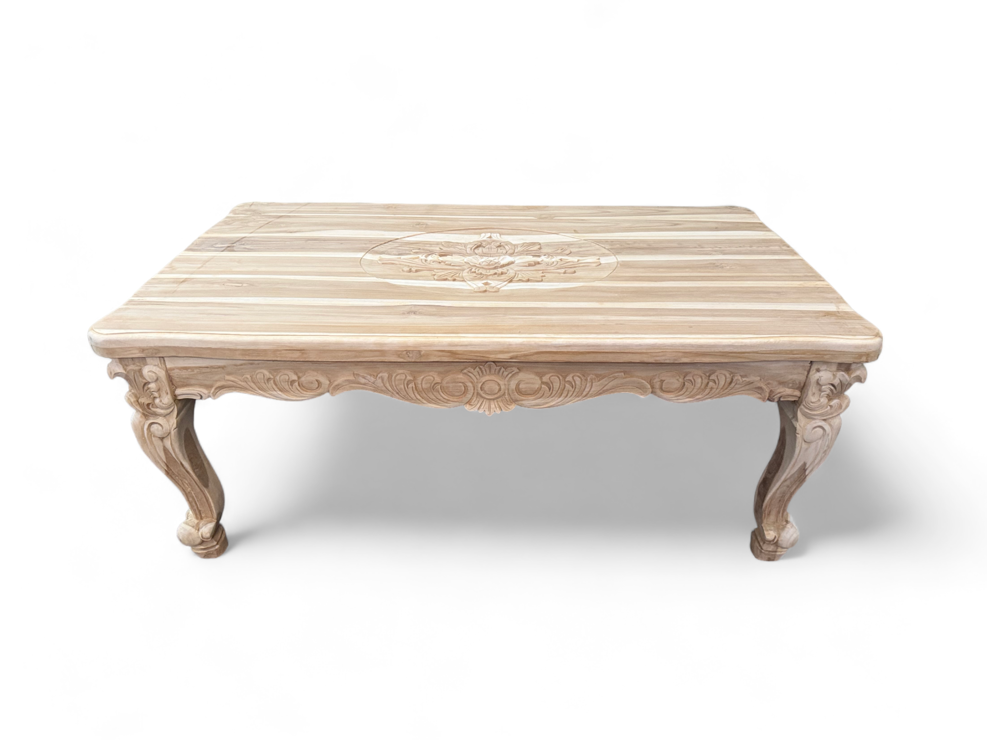 Coffee Table SHR | Natural wood finish with engraved feet and sides