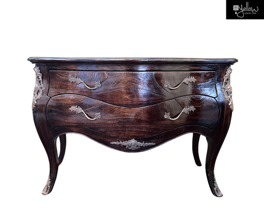 Ornately Decorated Chest of Drawers | Dark Brown 80x120x55cm