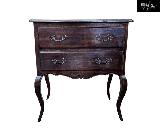 French Bedside Table | Dark Brown 80x74x44