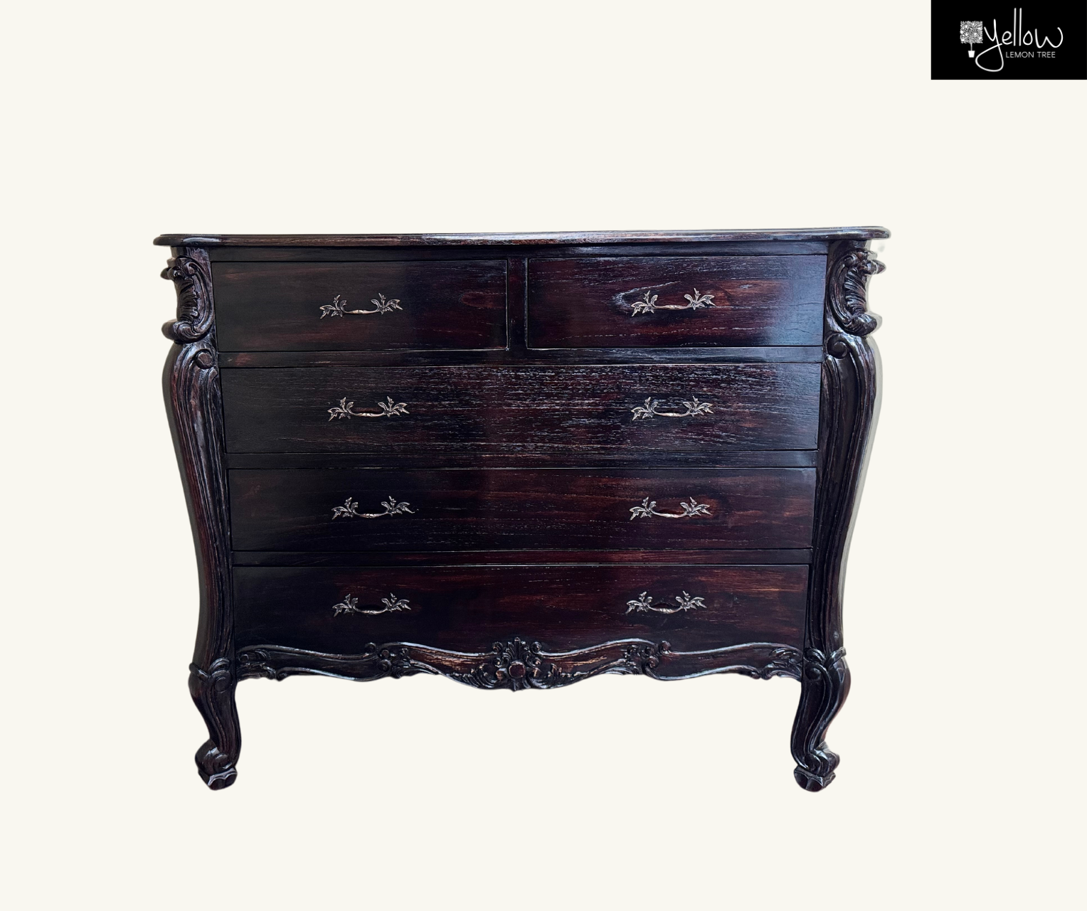 Drawer Lemon Tree Classic 5 Drawer Chest | Dark Wood 100x120x5 – Yellow Lemon Tree