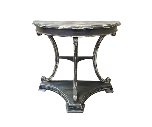 Classic Half-moon Console Table | Grey Distressed 75x85x40
