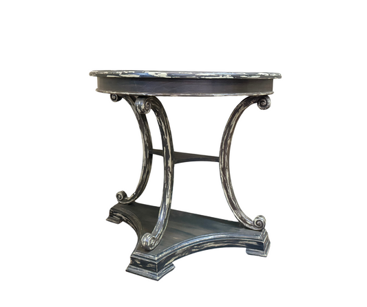 Classic Half-moon Console Table | Grey Distressed 75x85x40