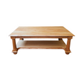 Load image into Gallery viewer, Post Coffee Table | Natural Finish, made from stained teak wood with bottom storage
