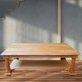 Load image into Gallery viewer, Post Coffee Table | Natural Finish, made from stained teak wood with bottom storage
