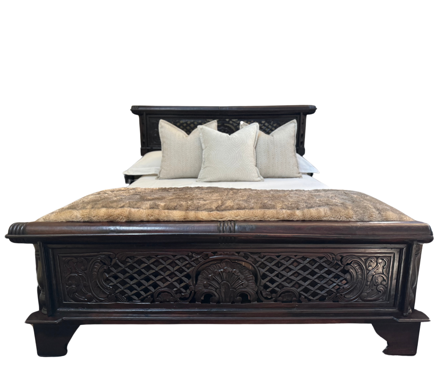 Peluru Queen Wooden Full Bed | Ebony