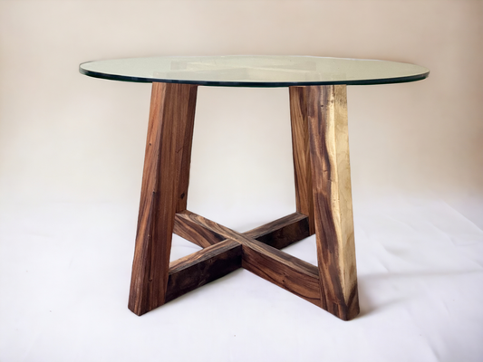 Model Cross Dining Table 4-6 Seater | Acacia Wood Exc Glass