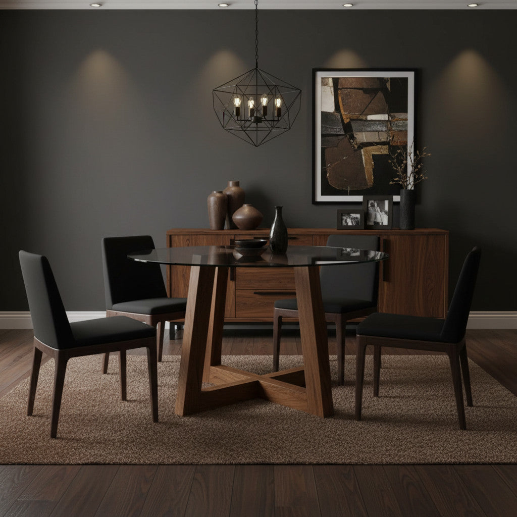 Model Cross Dining Table 4-6 Seater | Acacia Wood Exc Glass