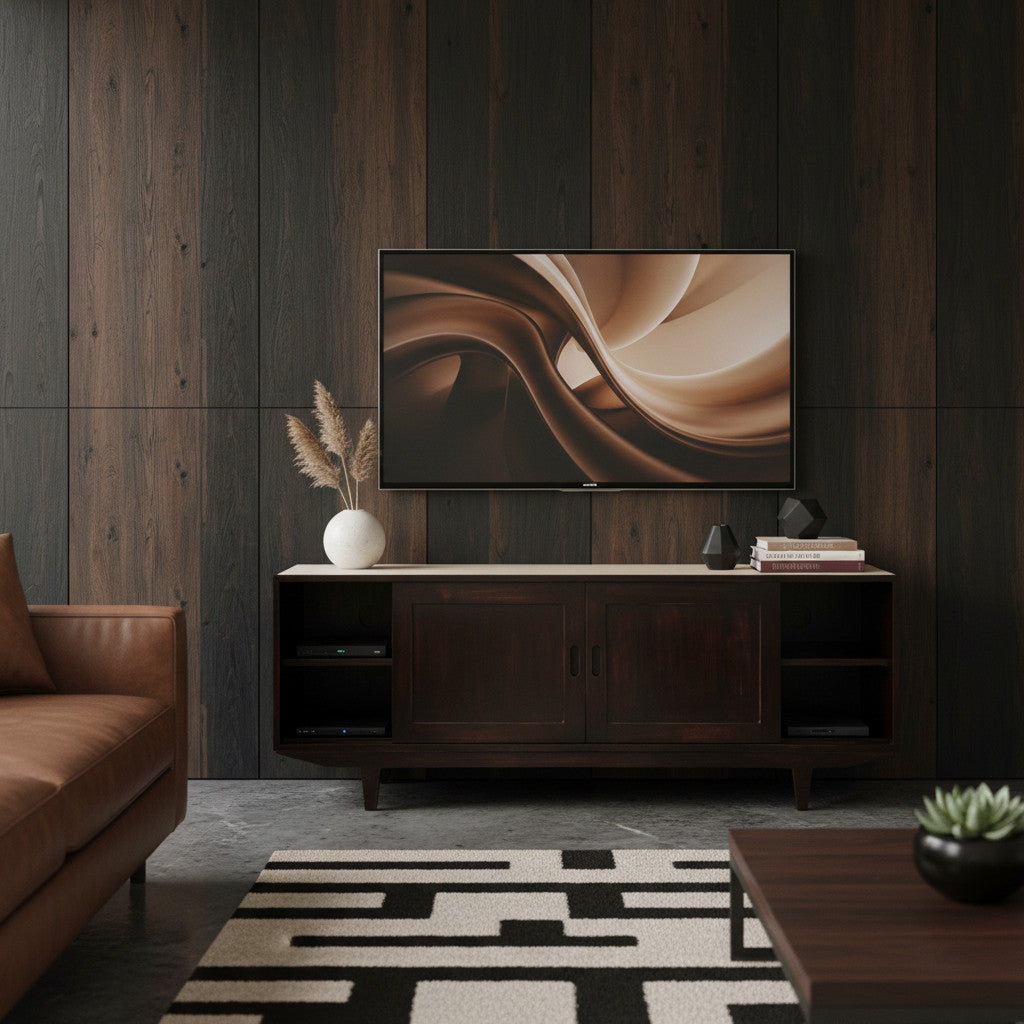 Sliding Door TV Unit | Dark Wood 150cm