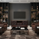 Engraved TV & Plasma Stand | Dark Wood 151x66x45