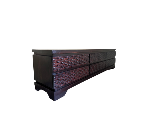 Weave Pattern TV & Plasma Stand | Dark Teak