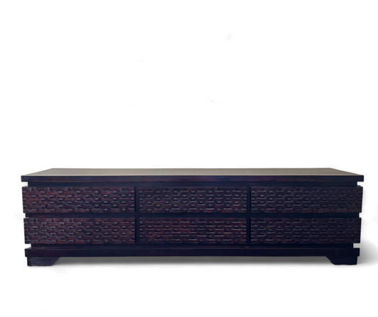 Weave Pattern TV & Plasma Stand | Dark Teak