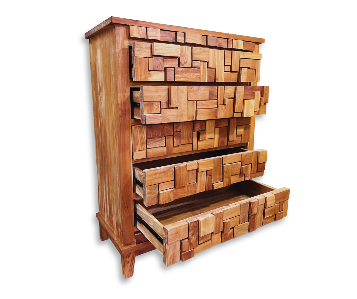Drawer Lemon Tree Block Chest of Drawers | Natural 120x91x43 – Yellow Lemon Tree