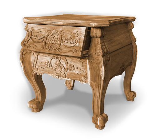 Engraved Bedside Pedestal | Natural 65x62x49