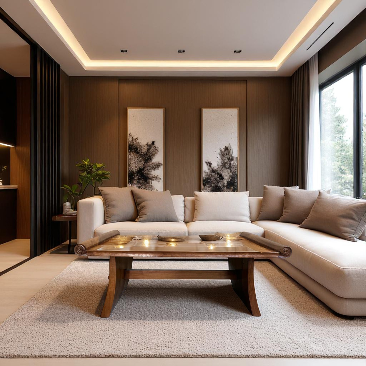 Japanese Coffee Table | Natural Wood Finish
