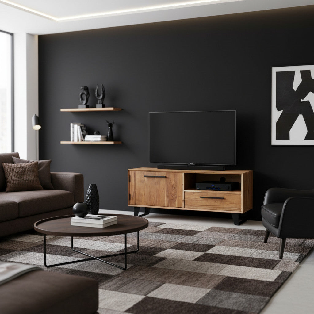 1 Door & 1 Drawer TV & Plasma Stand | Natural 120x43x50cm