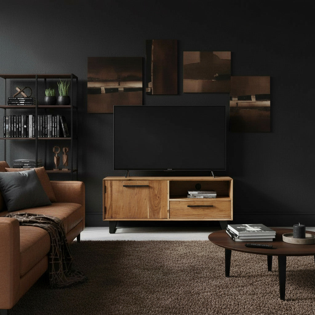 1 Door & 1 Drawer TV & Plasma Stand | Natural 120x43x50cm