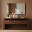 Minimalist rectangular wall mirror with a slim metal frame, perfect for entryways, bedrooms, living rooms, and bathrooms. This contemporary mirror enhances natural light and complements modern, Scandinavian, minimalist, and luxury interiors.