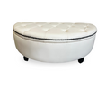 Load image into Gallery viewer, Leather Half Round Ottoman | White

