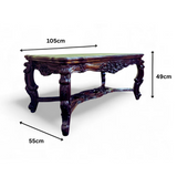 Engraved Coffee Table | Dark Wood 49x105x55