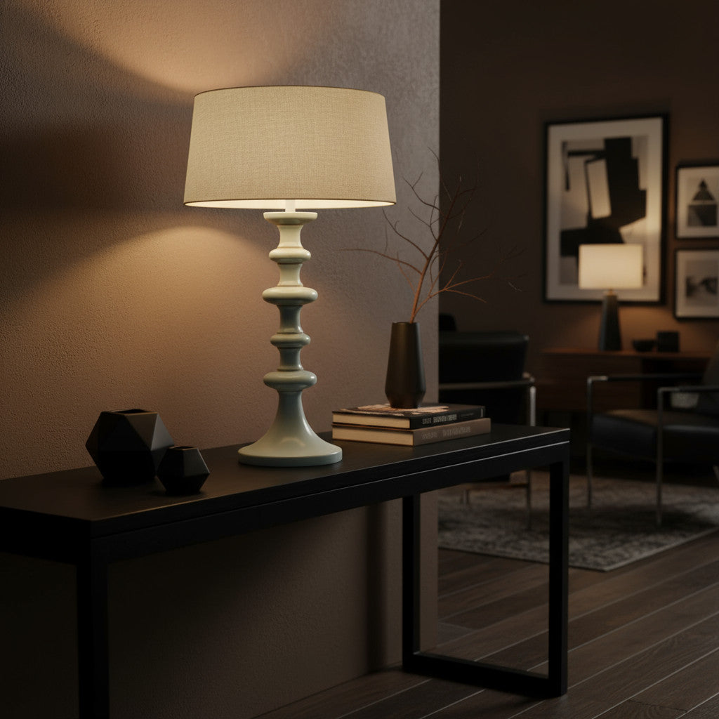 Lounge Lamp Disk Tall | Aged Duck Egg 70cm Excl Shade