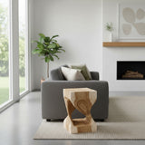 Square Twisted Shaped Stool | Natural, Teak