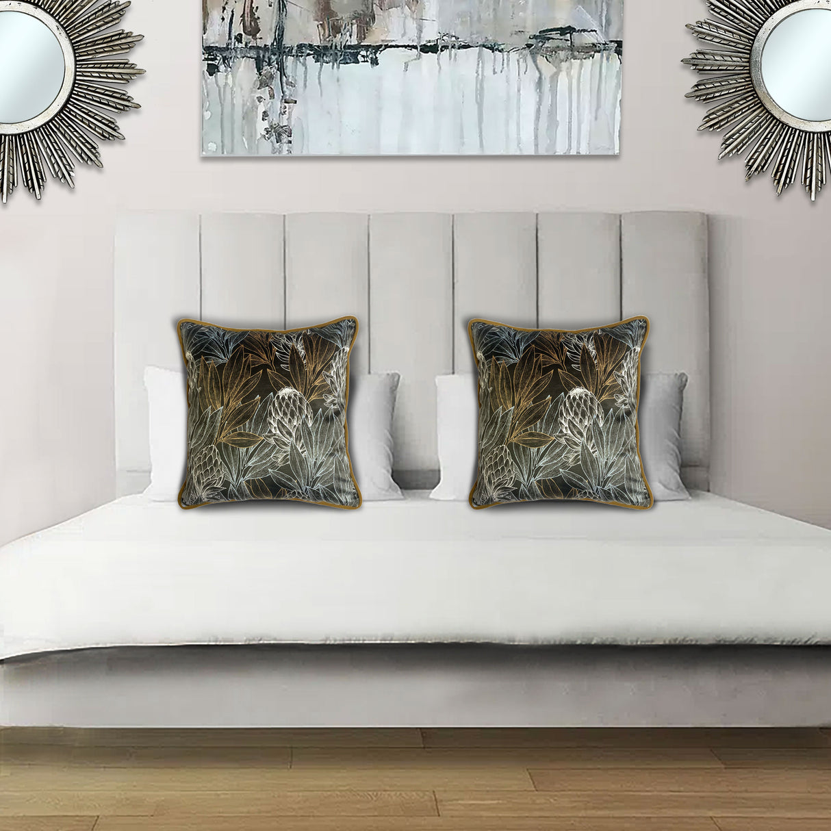 Scatter Cushion | Protea Forest Ochre Velvet  | Secret Garden