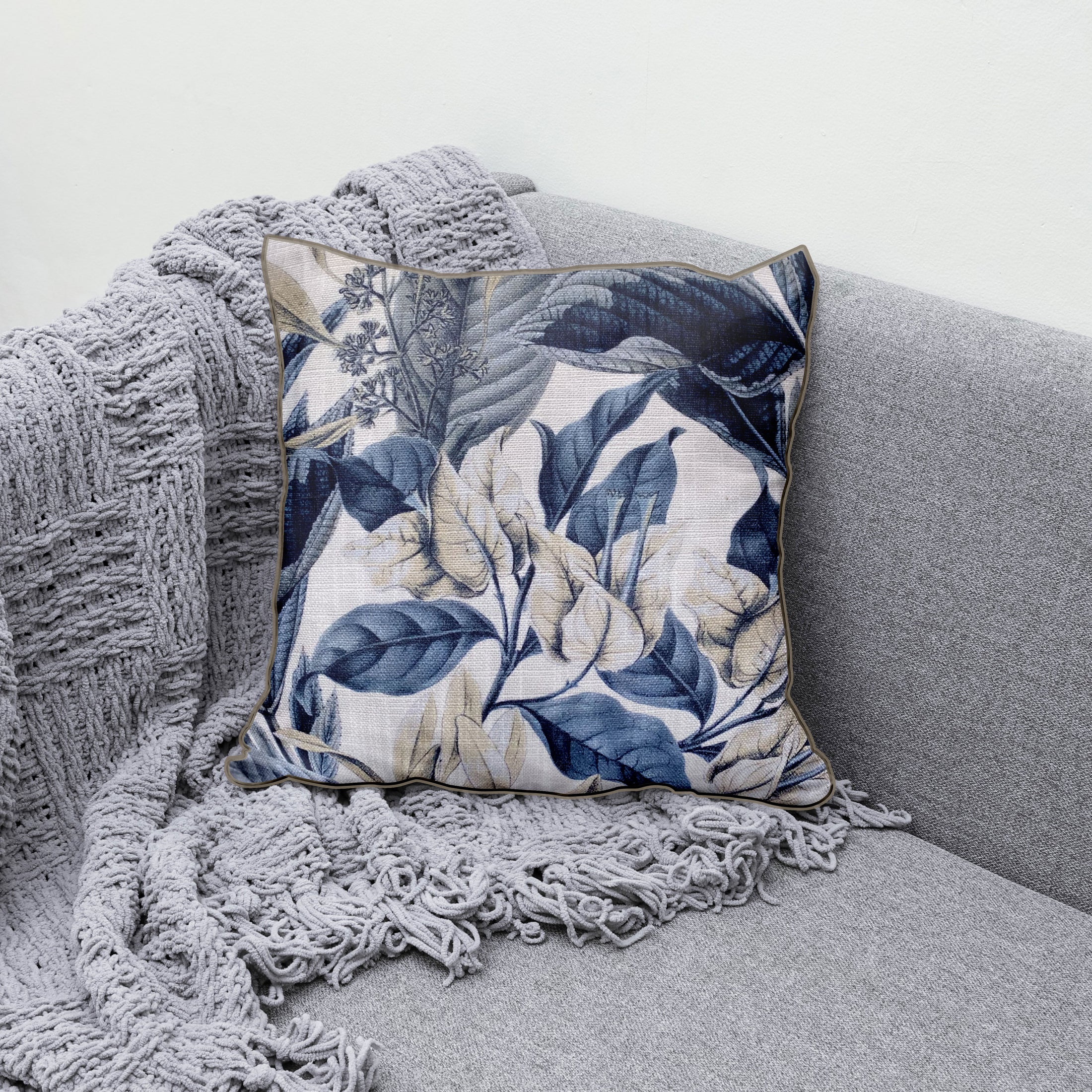 Scatter Cushion | Bougainvillea Blue Linen | Secret Garden