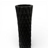 Tall decorative floor vase featuring a matte black finish with an embossed geometric diamond pattern. Its contemporary design makes it ideal for displaying dried botanicals, pampas grass, or decorative branches in living rooms, entryways, boutique hotels, offices, or modern interiors.