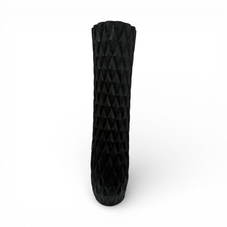 Tall decorative floor vase featuring a matte black finish with an embossed geometric diamond pattern. Its contemporary design makes it ideal for displaying dried botanicals, pampas grass, or decorative branches in living rooms, entryways, boutique hotels, offices, or modern interiors.